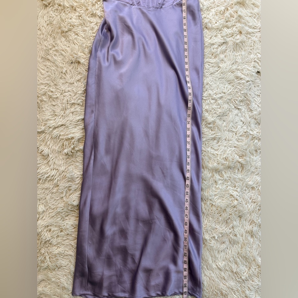 House of CB Charmaine Corset Satin Maxi Slip Dress Lilac Size L back slit - Picture 9 of 11